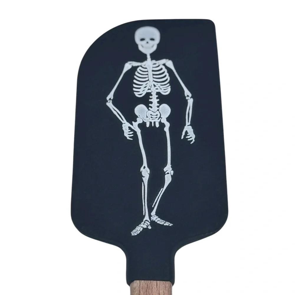 Williams Sonoma Black Silicone Skeleton Spatula with wooden handle